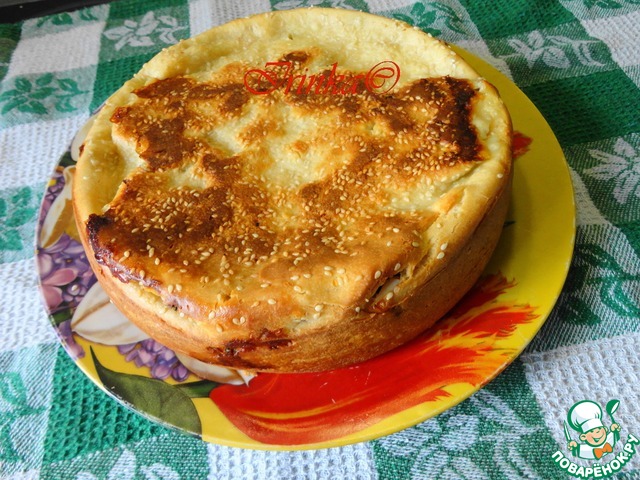 Пирог с сайрой и зеленым луком с Пирог с сайрой и зеленым луком с